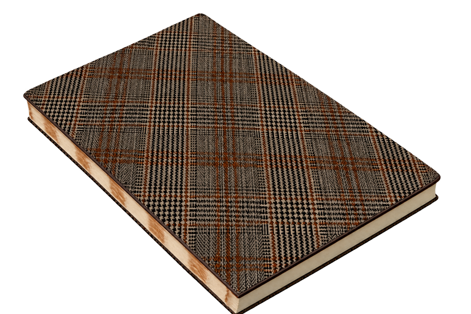 Hand-bound journal with plaid cloth cover